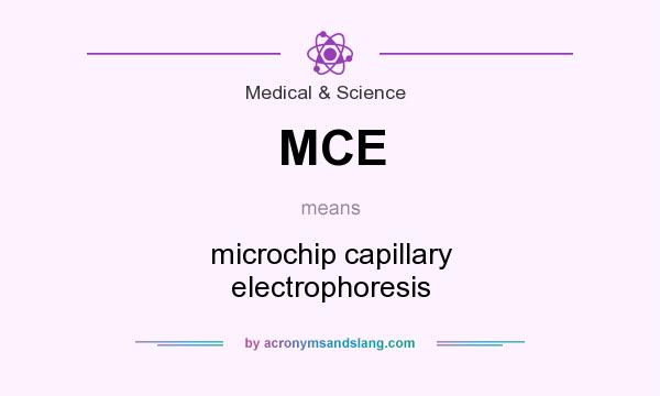 What does MCE mean? It stands for microchip capillary electrophoresis