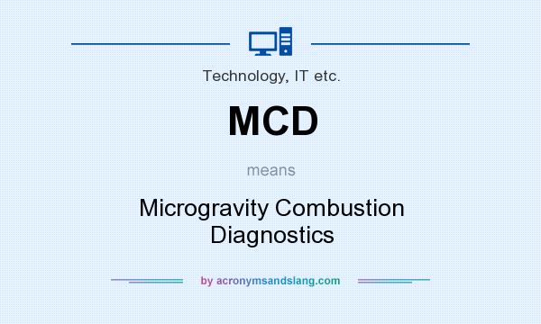 What does MCD mean? It stands for Microgravity Combustion Diagnostics