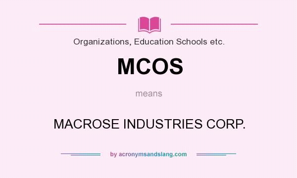 What does MCOS mean? It stands for MACROSE INDUSTRIES CORP.