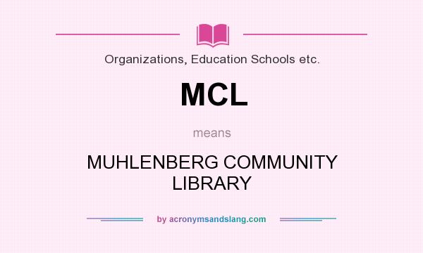 What does MCL mean? It stands for MUHLENBERG COMMUNITY LIBRARY