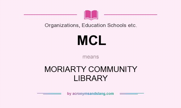 What does MCL mean? It stands for MORIARTY COMMUNITY LIBRARY
