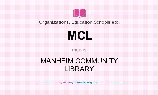 What does MCL mean? It stands for MANHEIM COMMUNITY LIBRARY