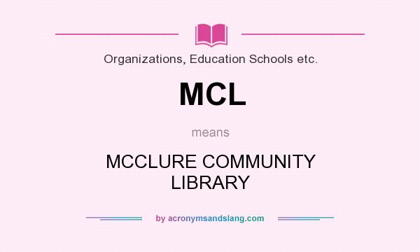 What does MCL mean? It stands for MCCLURE COMMUNITY LIBRARY