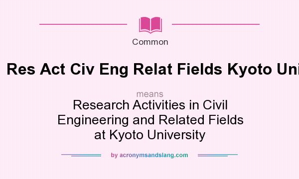 What does Res Act Civ Eng Relat Fields Kyoto Univ mean? It stands for Research Activities in Civil Engineering and Related Fields at Kyoto University