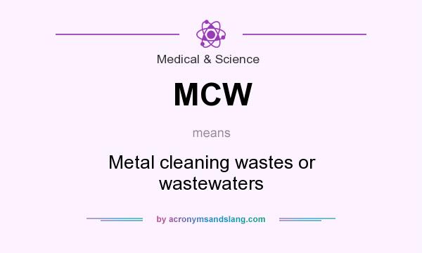 What does MCW mean? It stands for Metal cleaning wastes or wastewaters