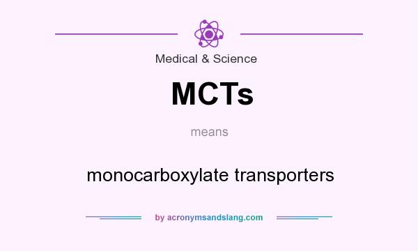 What does MCTs mean? It stands for monocarboxylate transporters