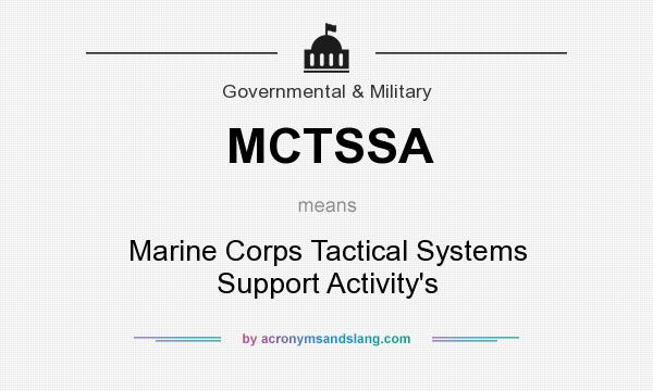 What does MCTSSA mean? It stands for Marine Corps Tactical Systems Support Activity`s