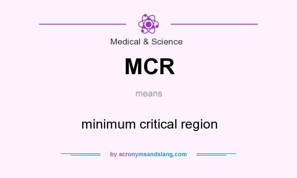 What does MCR mean? It stands for minimum critical region
