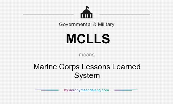 What does MCLLS mean? It stands for Marine Corps Lessons Learned System