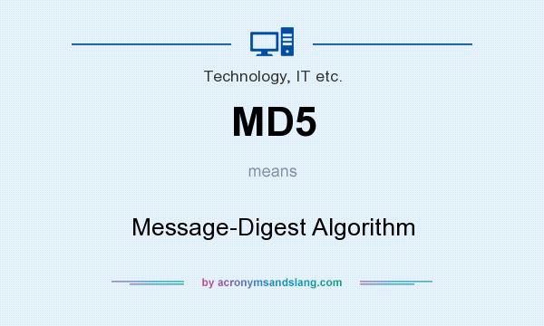 What does MD5 mean? It stands for Message-Digest Algorithm