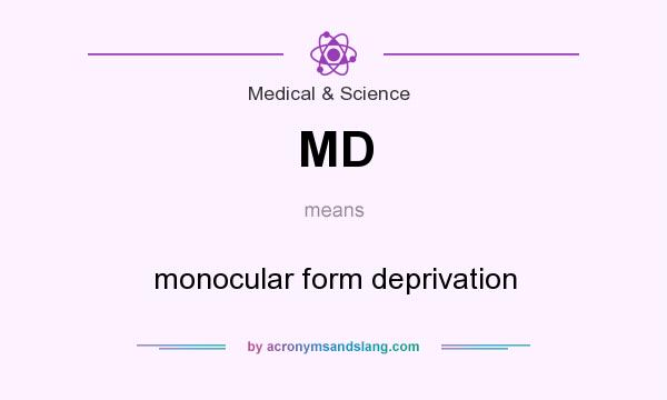 What does MD mean? It stands for monocular form deprivation