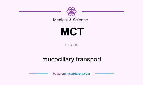 What does MCT mean? It stands for mucociliary transport