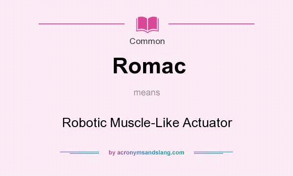 What does Romac mean? It stands for Robotic Muscle-Like Actuator