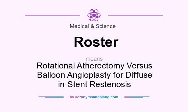 What does Roster mean? It stands for Rotational Atherectomy Versus Balloon Angioplasty for Diffuse in-Stent Restenosis