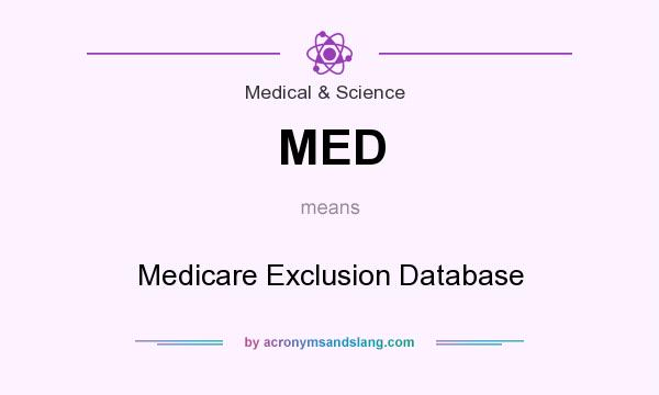 What does MED mean? It stands for Medicare Exclusion Database