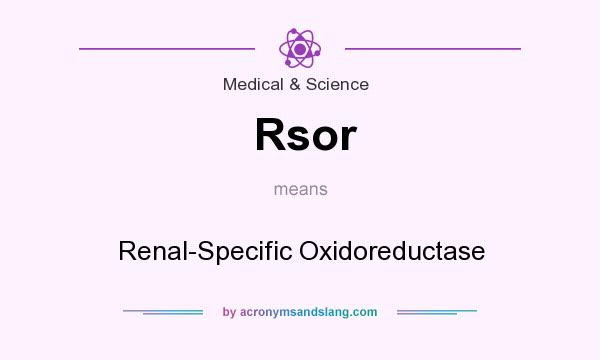 What does Rsor mean? It stands for Renal-Specific Oxidoreductase