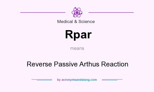 What does Rpar mean? It stands for Reverse Passive Arthus Reaction
