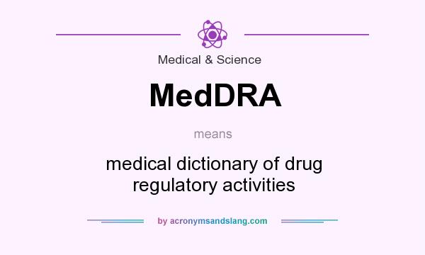 What does MedDRA mean? It stands for medical dictionary of drug regulatory activities