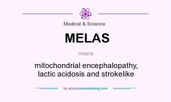 What does MELAS mean? It stands for mitochondrial encephalopathy, lactic acidosis and strokelike
