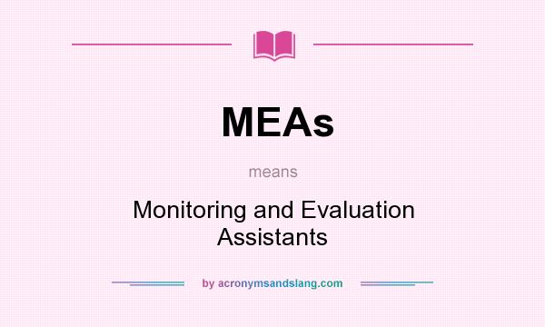 What does MEAs mean? It stands for Monitoring and Evaluation Assistants