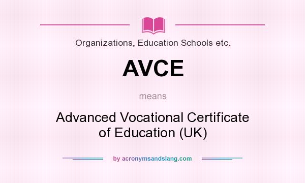 What does AVCE mean? It stands for Advanced Vocational Certificate of Education (UK)