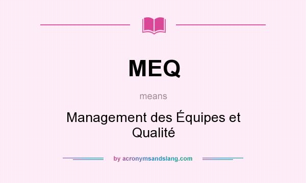What does MEQ mean? It stands for Management des Équipes et Qualité