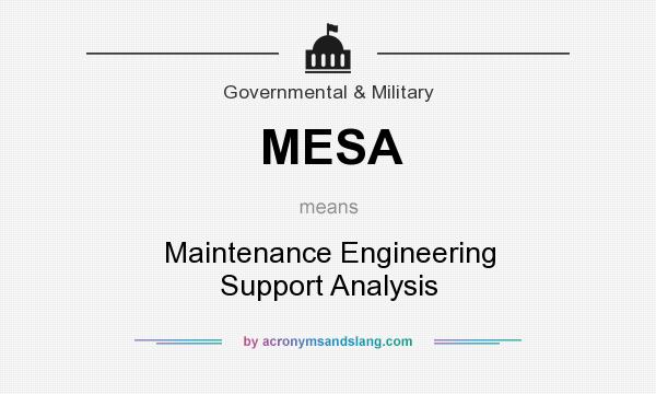 What does MESA mean? It stands for Maintenance Engineering Support Analysis
