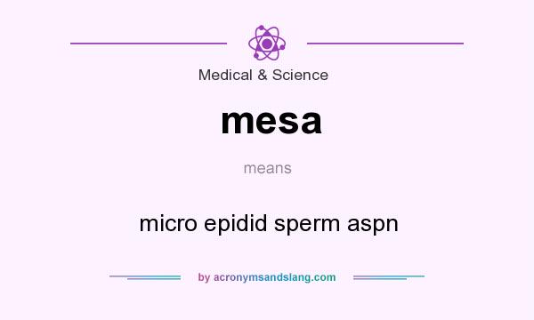 What does mesa mean? It stands for micro epidid sperm aspn