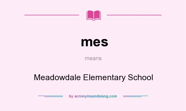 What does mes mean? It stands for Meadowdale Elementary School