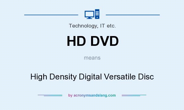 What does HD DVD mean? It stands for High Density Digital Versatile Disc