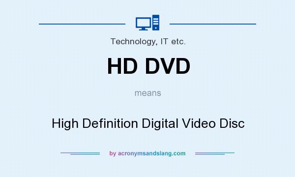 What does HD DVD mean? It stands for High Definition Digital Video Disc