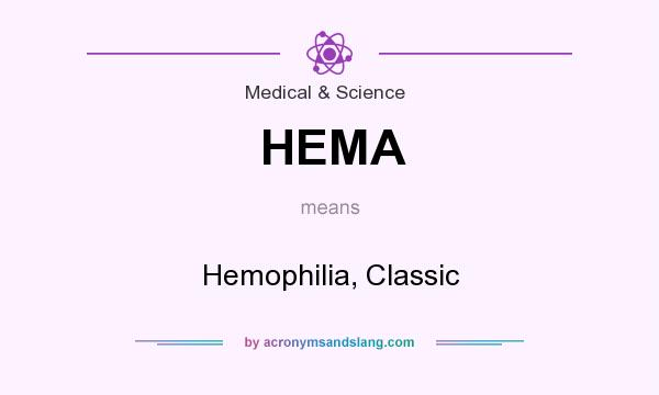 What does HEMA mean? It stands for Hemophilia, Classic