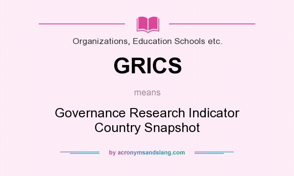 What does GRICS mean? It stands for Governance Research Indicator Country Snapshot