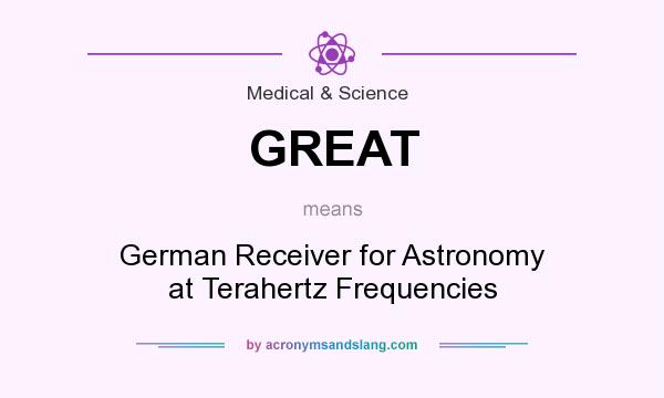 What does GREAT mean? It stands for German Receiver for Astronomy at Terahertz Frequencies