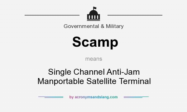 What does Scamp mean? It stands for Single Channel Anti-Jam Manportable Satellite Terminal
