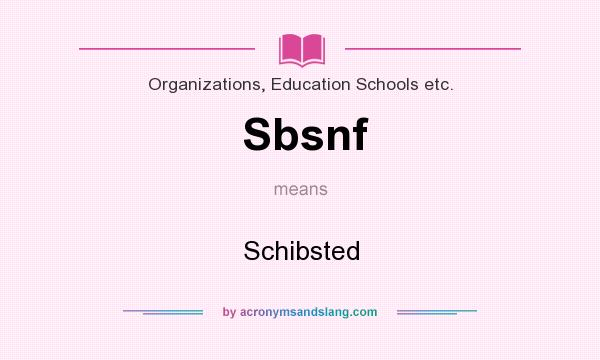 What does Sbsnf mean? It stands for Schibsted