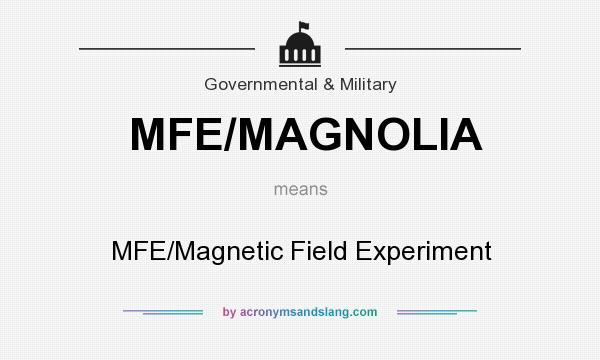What does MFE/MAGNOLIA mean? It stands for MFE/Magnetic Field Experiment