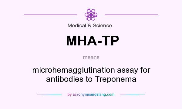 What does MHA-TP mean? It stands for microhemagglutination assay for antibodies to Treponema