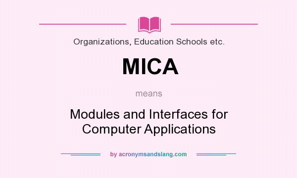 What does MICA mean? It stands for Modules and Interfaces for Computer Applications