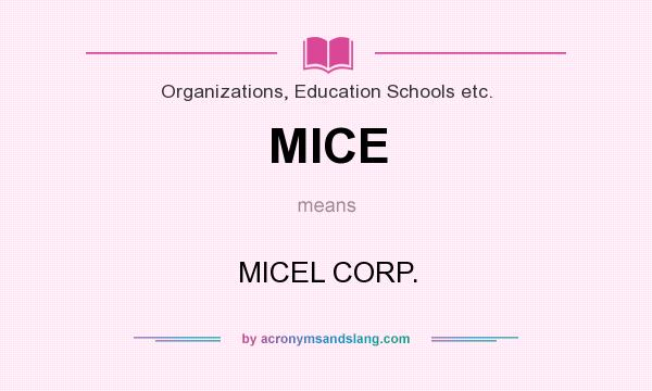 What does MICE mean? It stands for MICEL CORP.