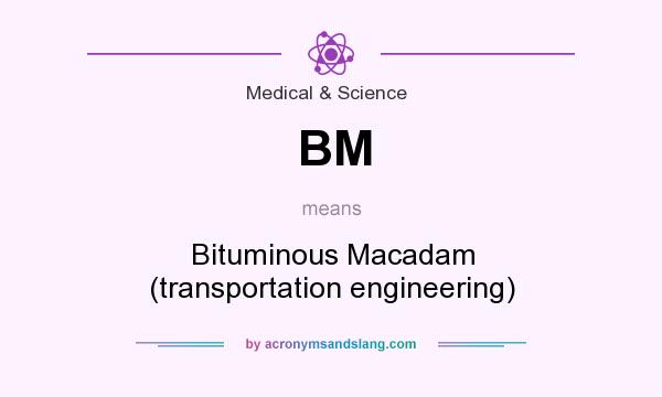 What does BM mean? It stands for Bituminous Macadam (transportation engineering)