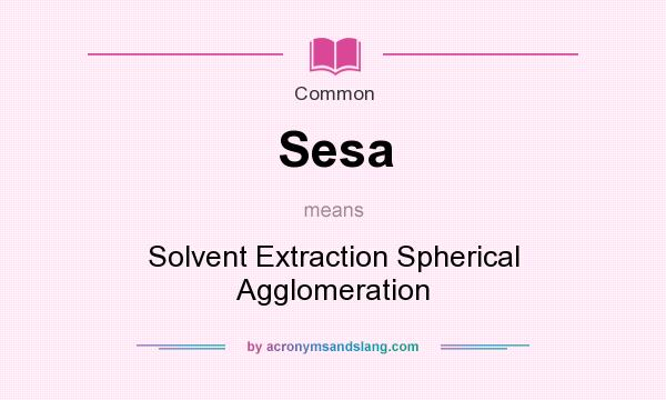 What does Sesa mean? It stands for Solvent Extraction Spherical Agglomeration
