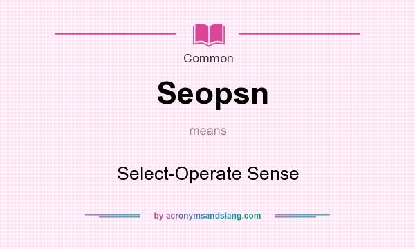 What does Seopsn mean? It stands for Select-Operate Sense