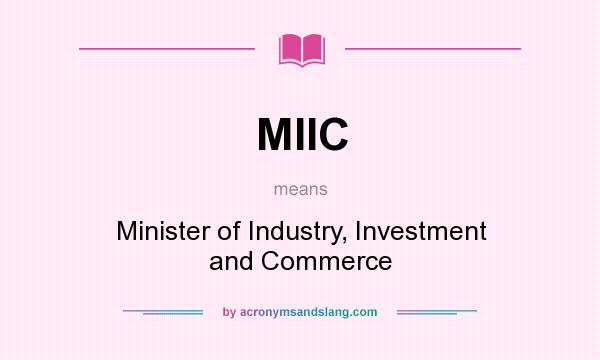 What does MIIC mean? It stands for Minister of Industry, Investment and Commerce