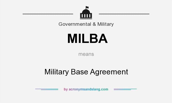 What does MILBA mean? It stands for Military Base Agreement