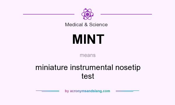 What does MINT mean? It stands for miniature instrumental nosetip test