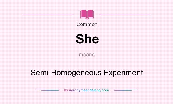 What does She mean? It stands for Semi-Homogeneous Experiment