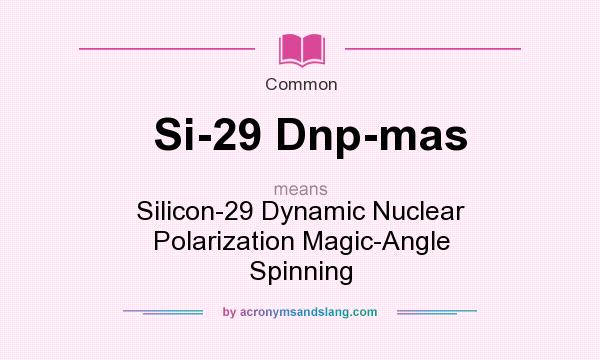 What does Si-29 Dnp-mas mean? It stands for Silicon-29 Dynamic Nuclear Polarization Magic-Angle Spinning