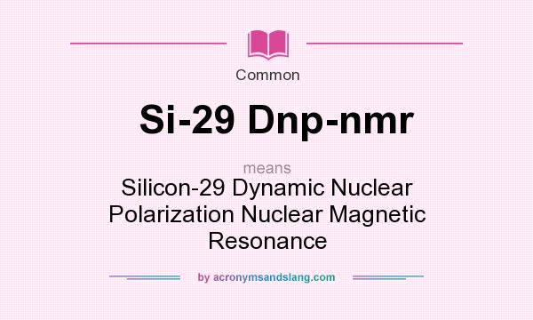 What does Si-29 Dnp-nmr mean? It stands for Silicon-29 Dynamic Nuclear Polarization Nuclear Magnetic Resonance