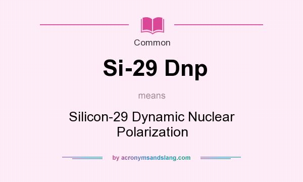 What does Si-29 Dnp mean? It stands for Silicon-29 Dynamic Nuclear Polarization